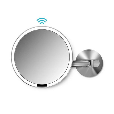 simplehuman Wall Mounted LED Round Backlit Makeup Mirror 14in Silver