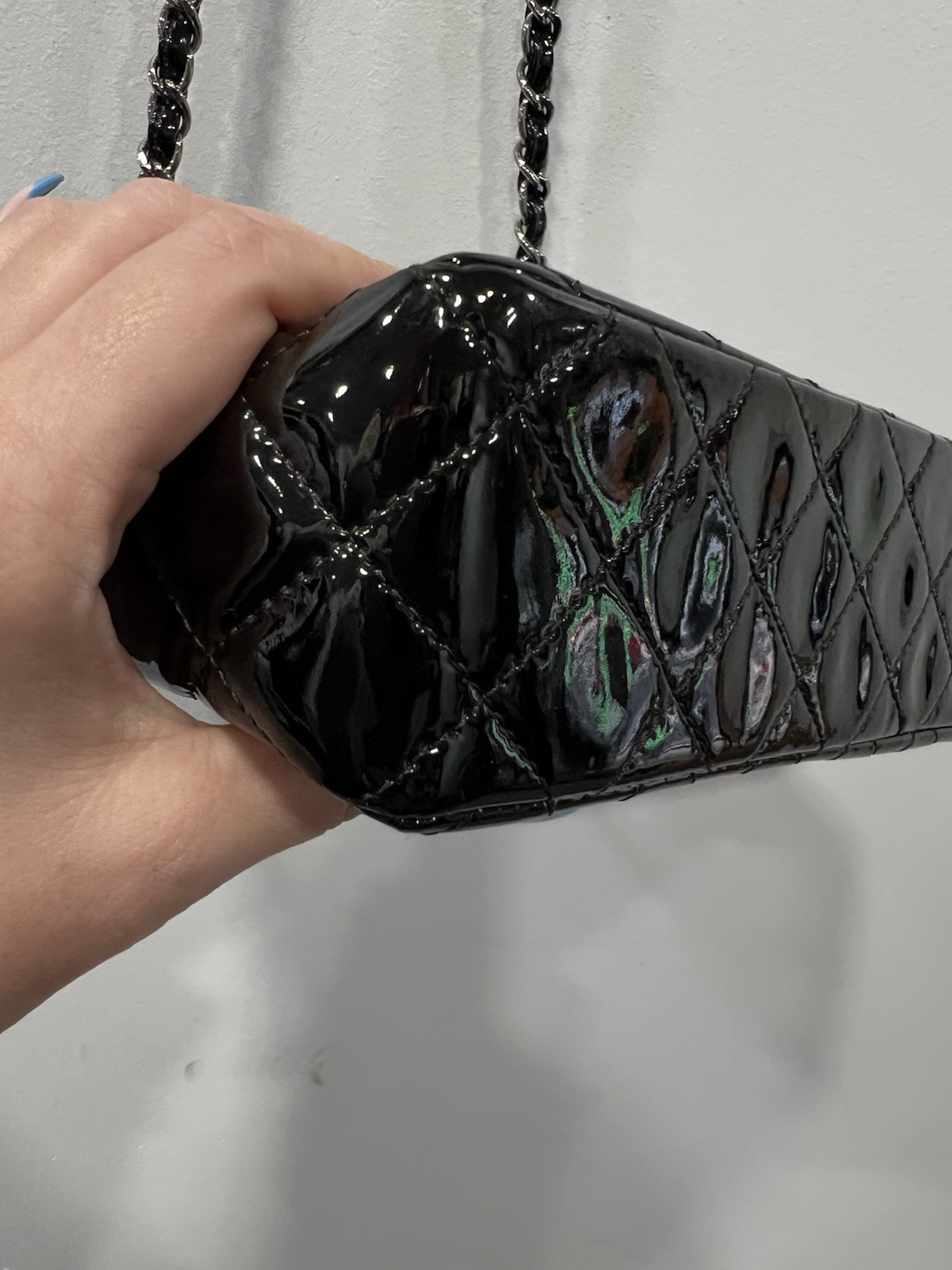 Chanel Patent Mini Rectangular Classic Single Fla… - image 10