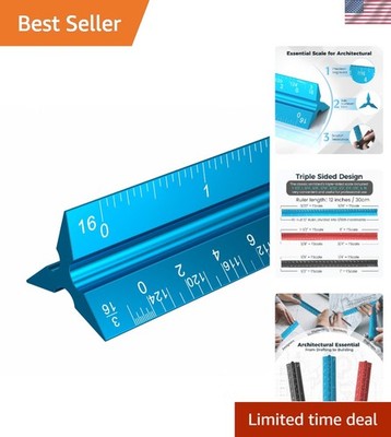12-Inch Aluminum Triangular Architect Scale Ruler for Precision Drafting