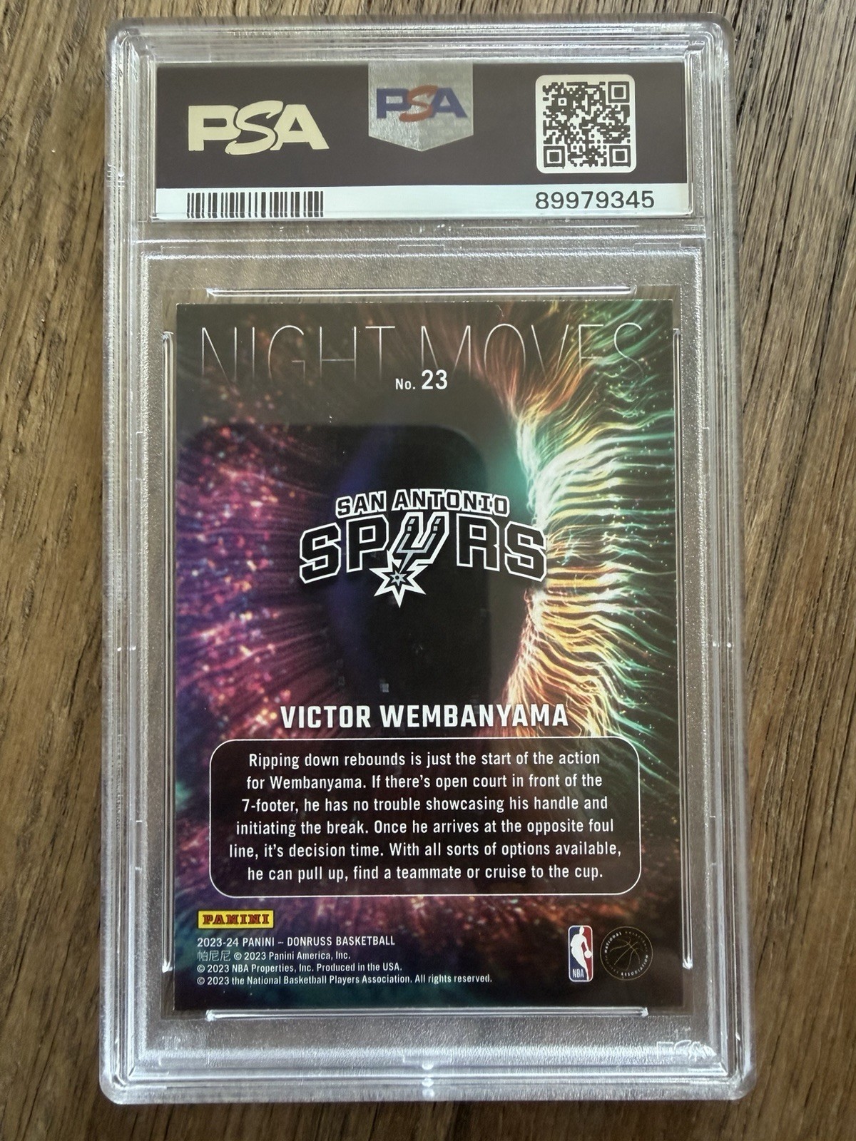2023 Panini Night Moves Victor Wembanyama Case Hit SSP PSA 10 Rookie Card PSA 10 view 2