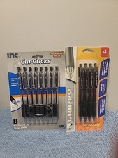 Clip Click Ballpoint Pens 1.0 mm Black Ink 8 Pk Grippy 1.0 mm Black Pens 4 Pk