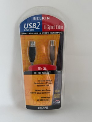 Belkin  F3U133-10 USB-2 High Speed Cable 10' A-Plug/B-Plug UPC 722868130704