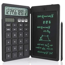 NEWYES Electronic Memo Pad with Calculator, Solar Charging, Foldable, Black　