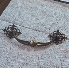 Vintage Ornate Metal Cabinet/Drawer Handle Pull, Antique Bronze, 6in, 5.5in C-C