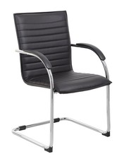Boss Chrome Frame, Black Vinyl Side Chair, 2 pack MODEL B9536-BK-2