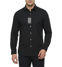Van Heusen Mens Cronbie Stainshield Point Noir Collared Shirt Size Big Tall LT