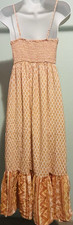 Forever 21 Women's S Geometric Sundress Square Neck Strappy Midi Beige Orange