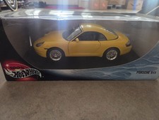 Hot Wheels 1:18 Porsche 911 996 Cabriolet Yellow Diecast Model