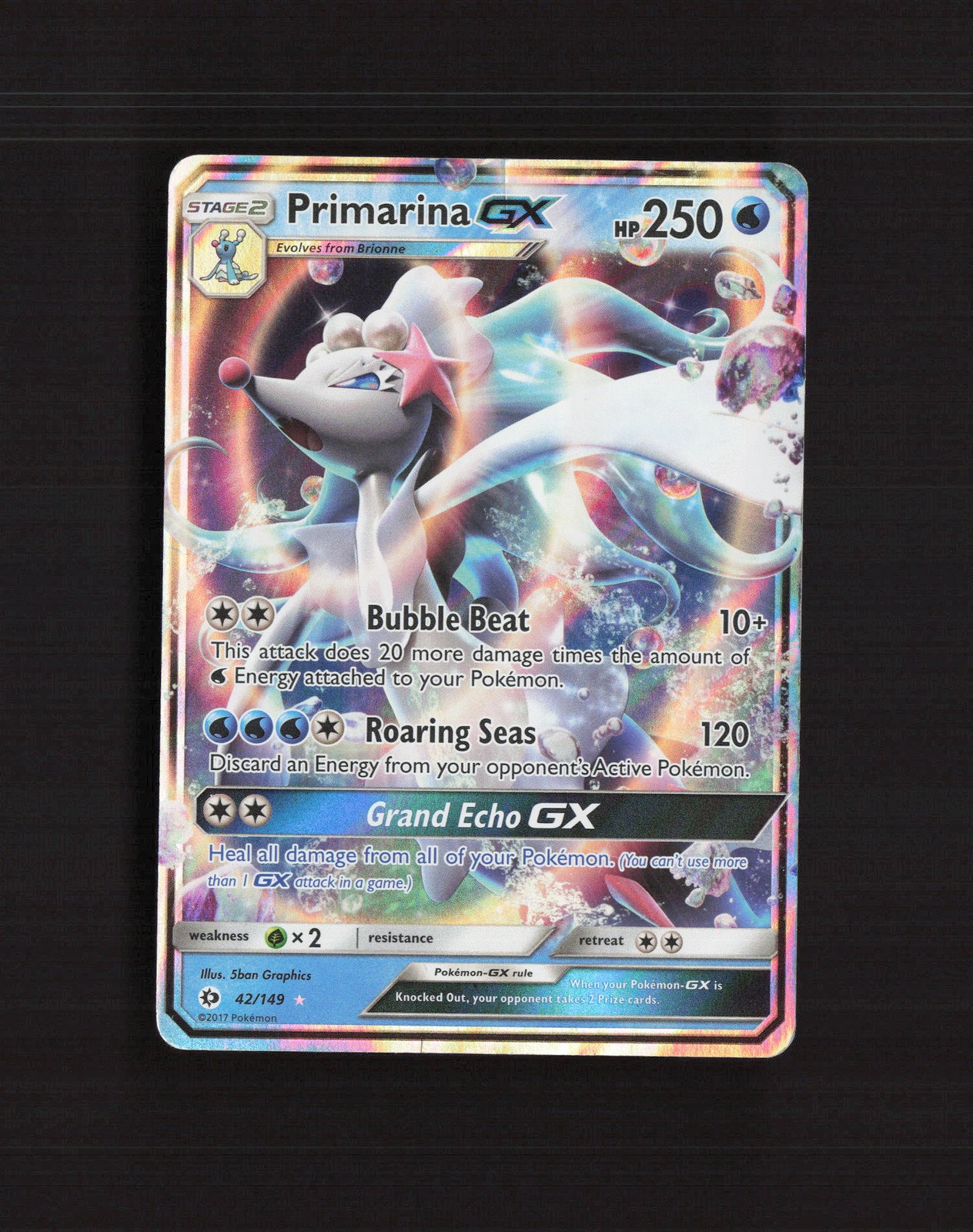 Primarina GX 42/149 Sun & Moon Ultra Rare Holo Pokemon Card DMG