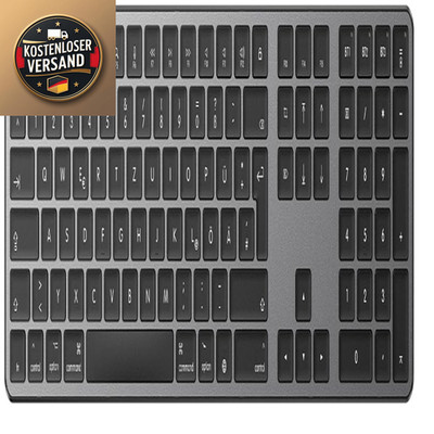 OMOTON Bluetooth Tastatur QWERTZ DE 3 Kanäle Full Format