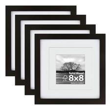 8x8 Picture Frames 4 PCS - Made of Solid Wood Covered by Plexiglass Display 4...