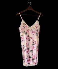 Vintage Y2K Slip Dress Small Pink Floral Mini Satin Sequin Lace Lingerie Fairy