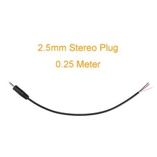 1pc 25cm Audio Aux Cord 2.5mm Stereo Male Plug 3pin Wire DIY Pigtail Cable Black