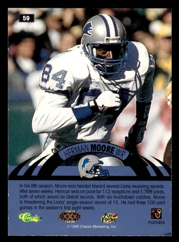 1996 Classic NFL Experience #59 Herman Moore Super Bowl #d /799! LIONS - Picture 2 of 2