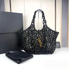 Women's Hollow Woven Raffia Hobo Bag Cutout Net Gold Hardware Handbag Set