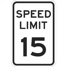 Lyle T1-1012-Eg_18X24 Speed Limit 15 Traffic Sign, 24 In H, 18 In W, Aluminum,