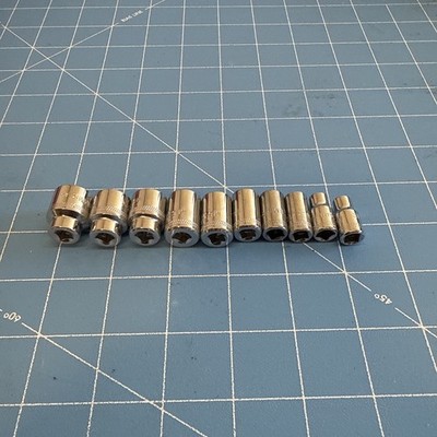 MAC TOOLS 10 PIECE 1/4 DRIVE METRIC SHORT CHROME SOCKET SET 6 POINT