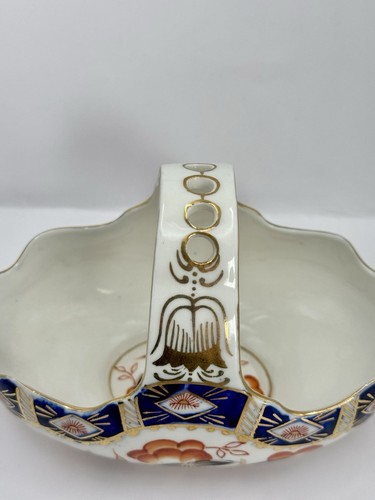 Vintage Imari Porzellan Korb mit Henkeln handbemalt blau, orange & gold - Bild 3 von 9