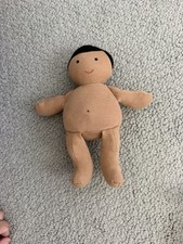 Lovevery 8  Organic Cotton Baby Doll Plush Black Hair Tan Skin Montessori Play