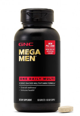 GNC Mega Men Essentials One Daily Multivitamin 60 Tablets New Packaging