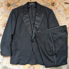 Brooks Brothers Black Tuxedo 44R 39x29 USA Peak Lapel Patch Pocket Formal