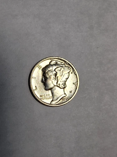 1938 S mercury Dime, AU with some luster