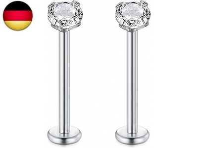 16G Chirurgenstahl Lippenpiercing Stud Silber Cartilage Tragus Helix Ohrringe