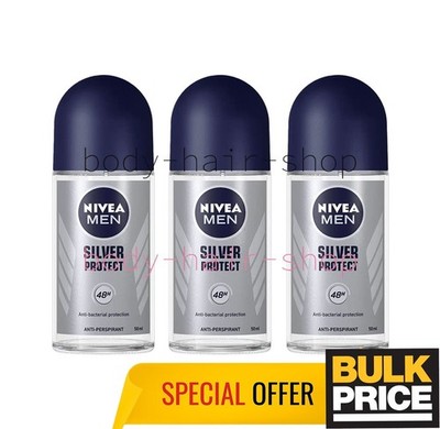 Nivea Men Silver Protect Roll-On Deo Antibakteriell 48H Schutz 3er Pack