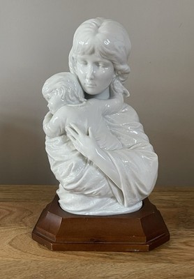Kaisers Edna Hibel Maria & Child Sculpture Porcelain, Marked W/stand.