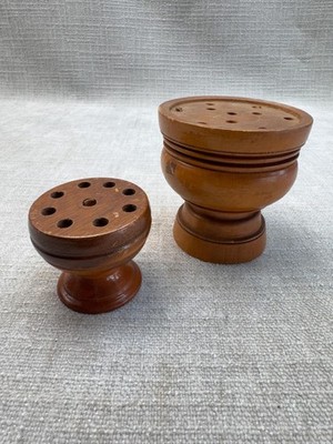 Lot 2 Brown Wood Flower Planters 5 In Round Houseplant Floral Decor As Is