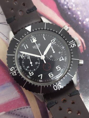Vintage Heuer Bundeswehr Flyback German Military Valjoux 230