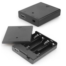 2 PCS 4 AA Battery Holder with USB Port, 2PCS 4 x 1.5V AA Battery Holder Case