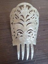 Edwardian Spanish style pearly plastic hair comb Mantilla Ivory Color