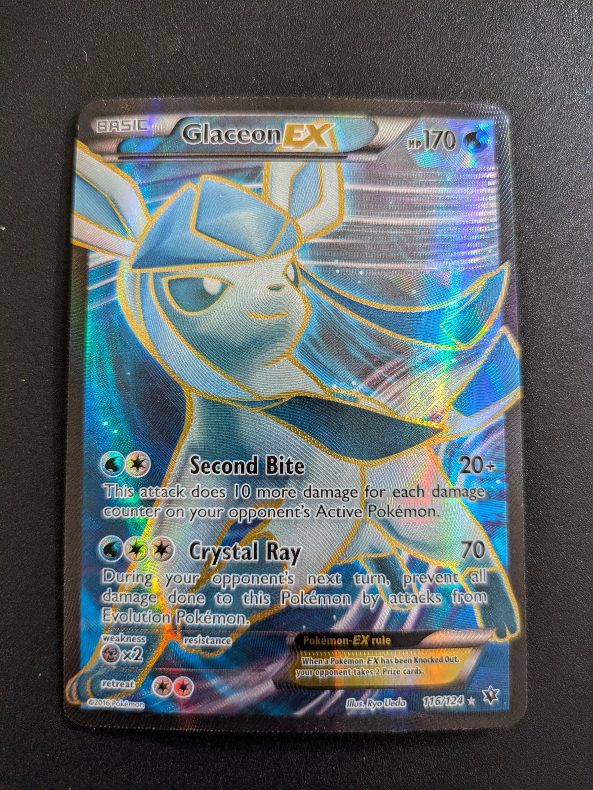 Glaceon EX 116/124 Fates Collide NEAR MINT Full Art Ultra Rare Pokemon Card
