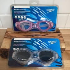 Speedo Adult Boomerang Swimming Goggles UV Anti Fog Latex Free Pink Black 2 Pair