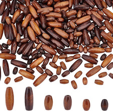 240 Pcs Natural Oval Wood Beads, 6 Style Dyed Wooden Spacer Beads, Tiny Brown Dy