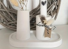 Deko Set Handarbeit, Vase und Kerzenhalter 