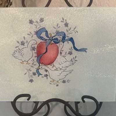 Adorable cottagecore glass cutting board featuring Marmalade Dish Design 