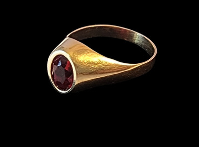 Vintage 2.7g Tested 18K Gold Art-Deco Style Ring w/ Ruby Sz 4.5 1960s