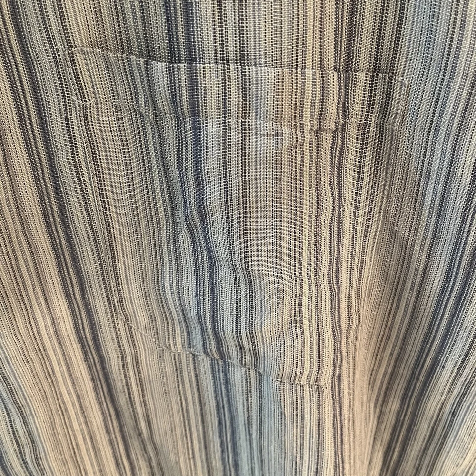 Мужская льняная вискозная лагерная рубашка Alfani XXL 2XL на пуговицах в полоску сине-серая - Изображение 3 из 4