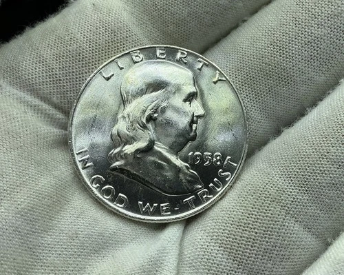 Choice Unc 1958 D Franklin Half Dollar Gem BU N306