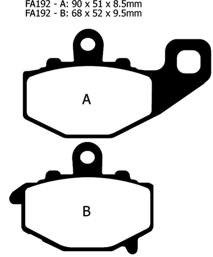 EBC/FA192HH Sintered Brake Pads (Rear) for Kawasaki ZX6R, ZZR600, ER6F/N, Z750 - Picture 2 of 2