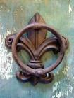 Fleur-de-Lys Door Knocker Bell Cast Iron Home Garden Shed Cabin Outdoor Decor