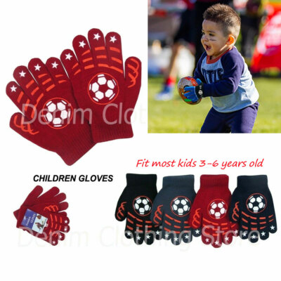 6-12 Pairs Boy's Kid Children Soccer Ball Star Knit Magic Warm Winter Gloves Lot