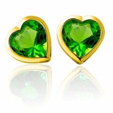 5mm 14K Yellow Gold Heart Peridot Screw Back Adult  Children Earrings