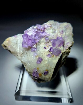 ***SWEET-Sparkling Purple Fluorescent Fluorite crystals on Quartz, mine China***