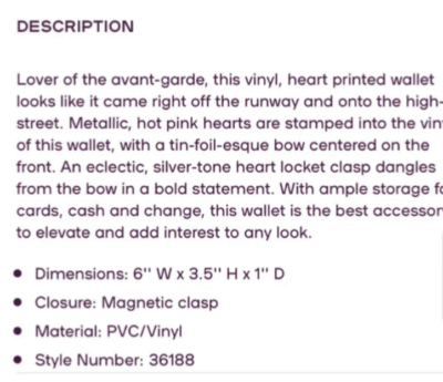 Claire's vinyl Bright Fushia pink Bow Locket Style heart Charm bow