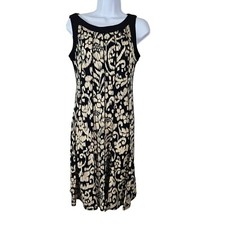 Perceptions New York Sleeveless Black & White Floral Print Dress Size 8 Casual