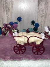 Miniature Metal Pram Baby Carriage/ Miniature Dollhouse Baby Stroller