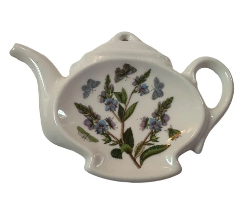 Portmeirion Botanic Garden Teapot Tea Bag Holder Spoon Rest Violet Purple Floral